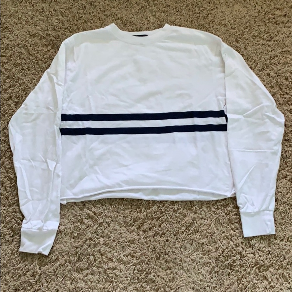 White with Blue Stripe Brandy Melville Shirt